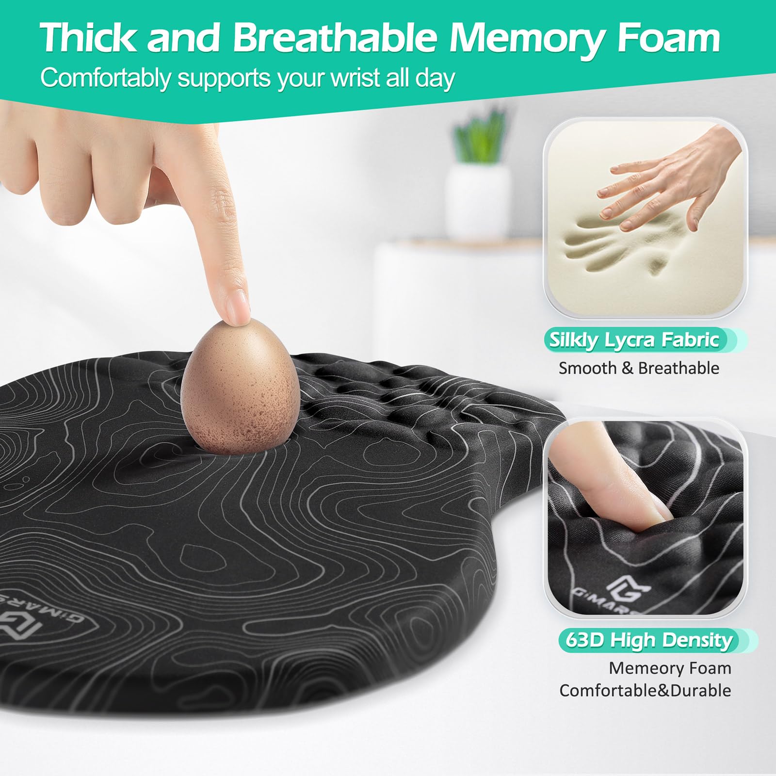 Gimars Upgrade Ergonomic Ultra-Soft Foam Keyboard Mouse Pad Wrist Rest Set, Smooth &Enlarge Wrist