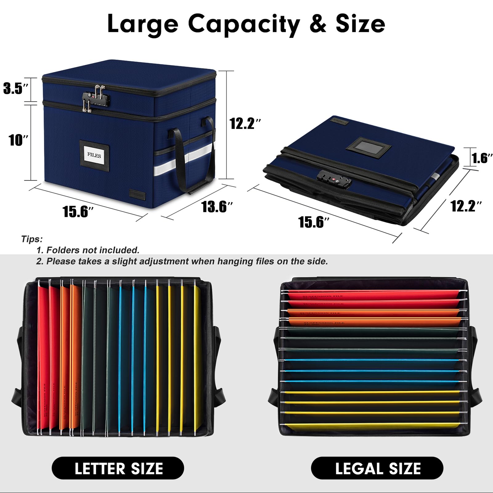 Fireproof File Oganizer with Lock, 2 Layer Fireproof Document Box Storage