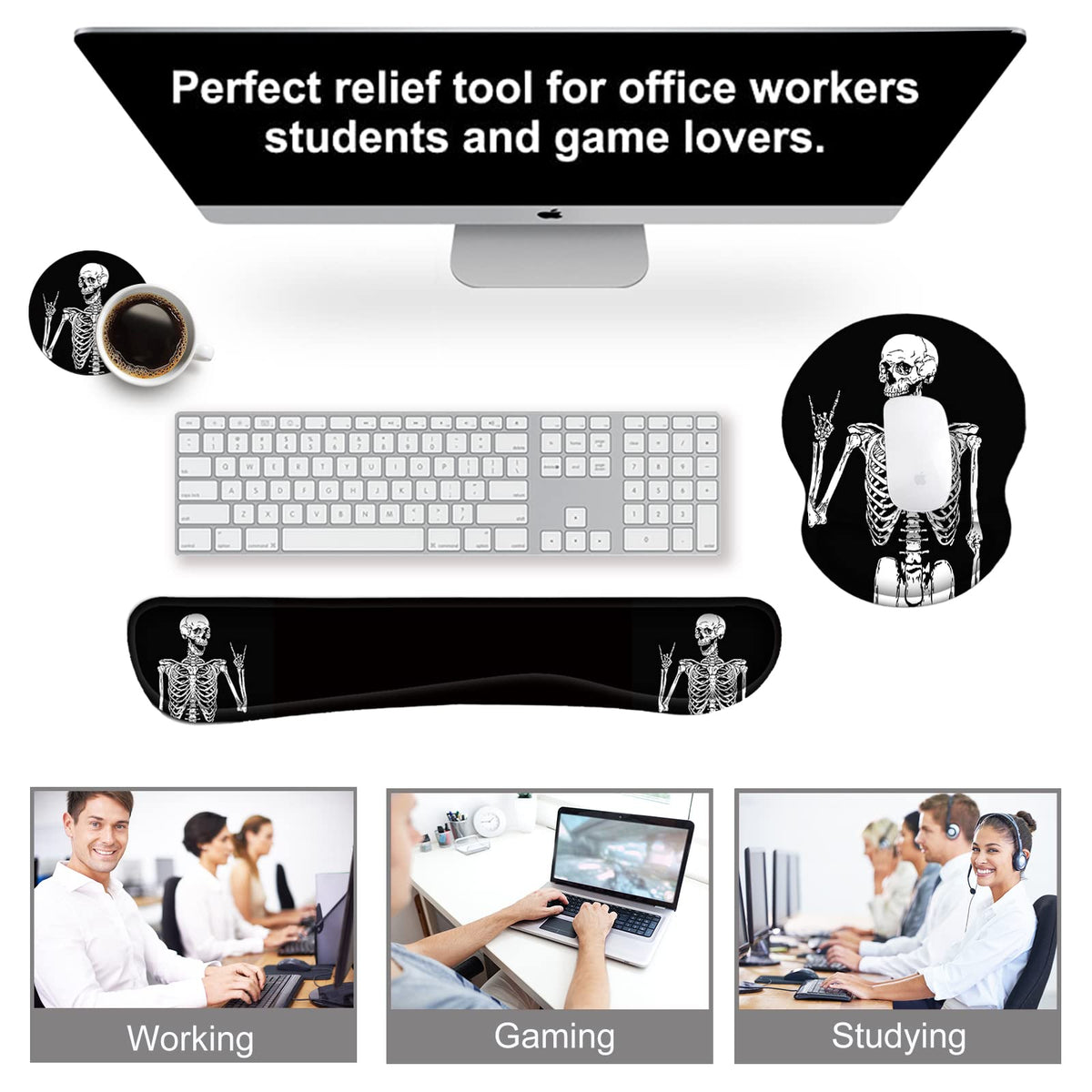 ArtSo Mouse Pad Keyboard Wrist Rest Support Ergonomic, Upgraded Cushion Mousepad Gel Memory Foam