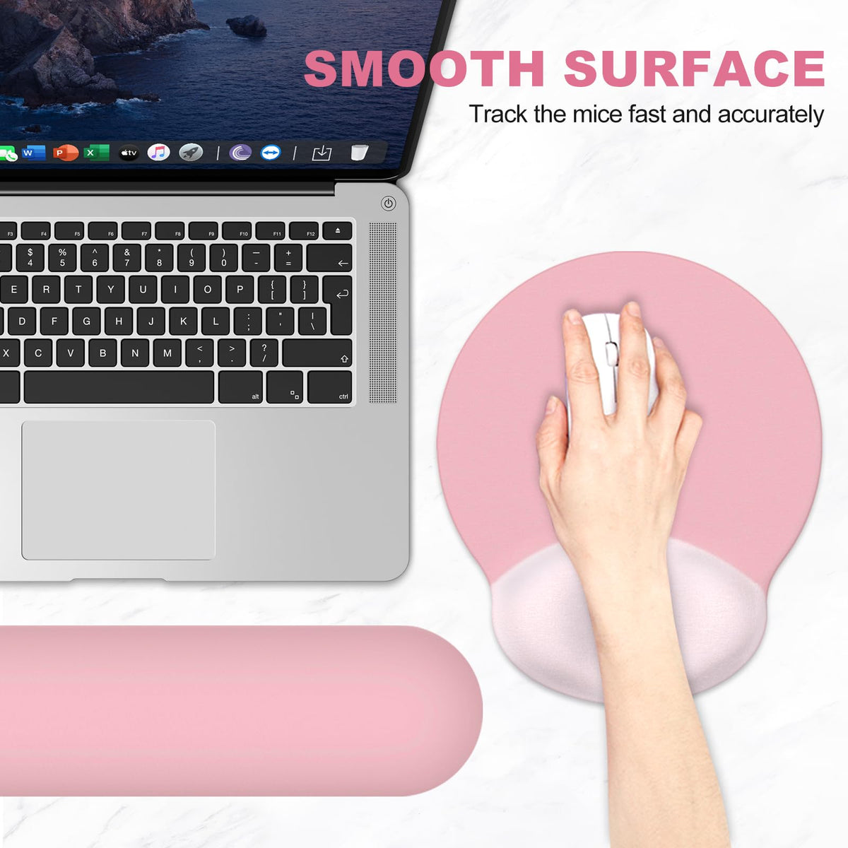 AIMSA Mouse Pad with Wrist Rest Support, Keyboard Wrist Rest Set, Ergonomic Memory Foam Mousepad