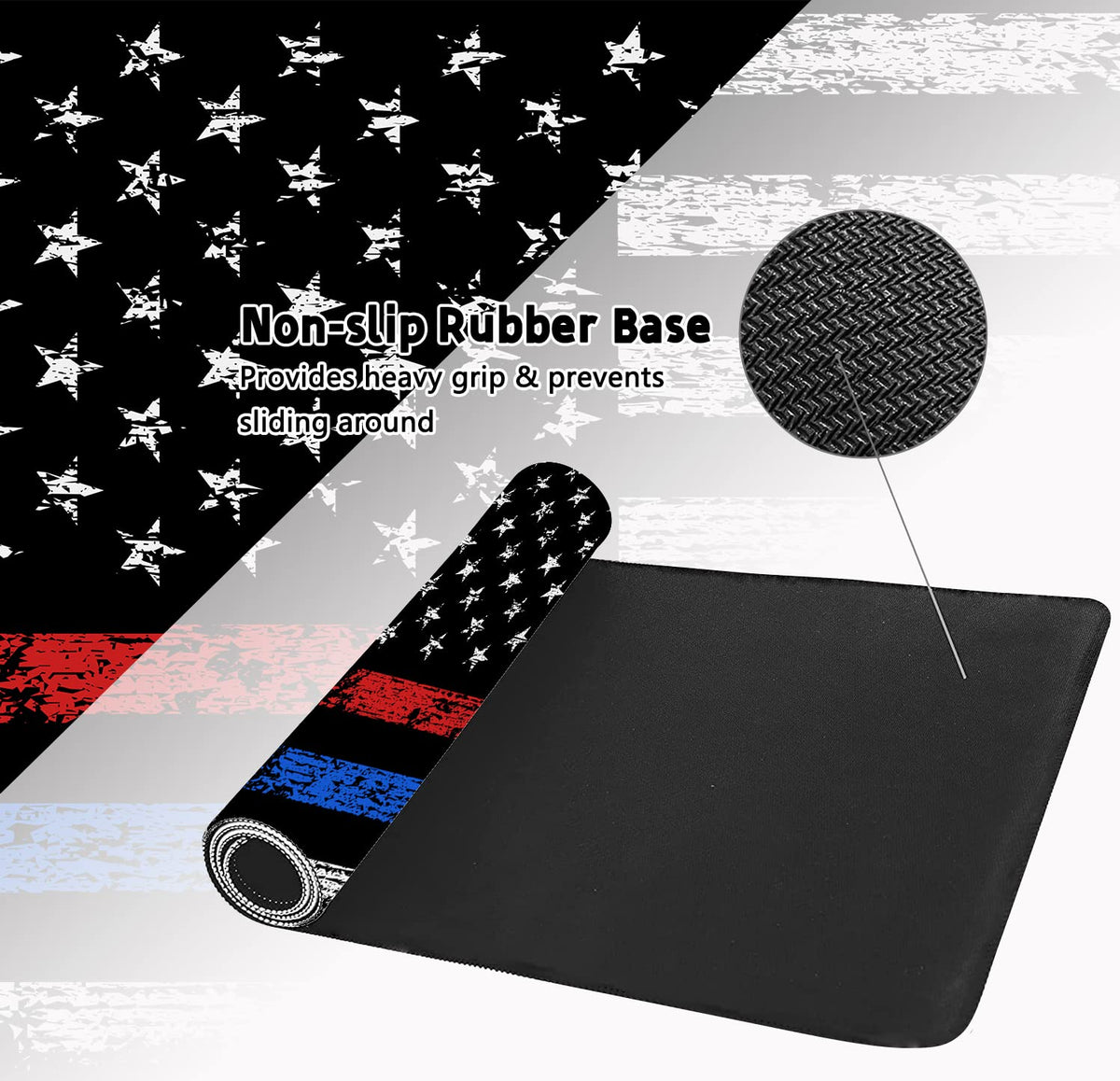 Extended Large Gaming Mouse Pad Red Blue American Flag XXL Size Keyboard Mouse Mat Desk Pad with