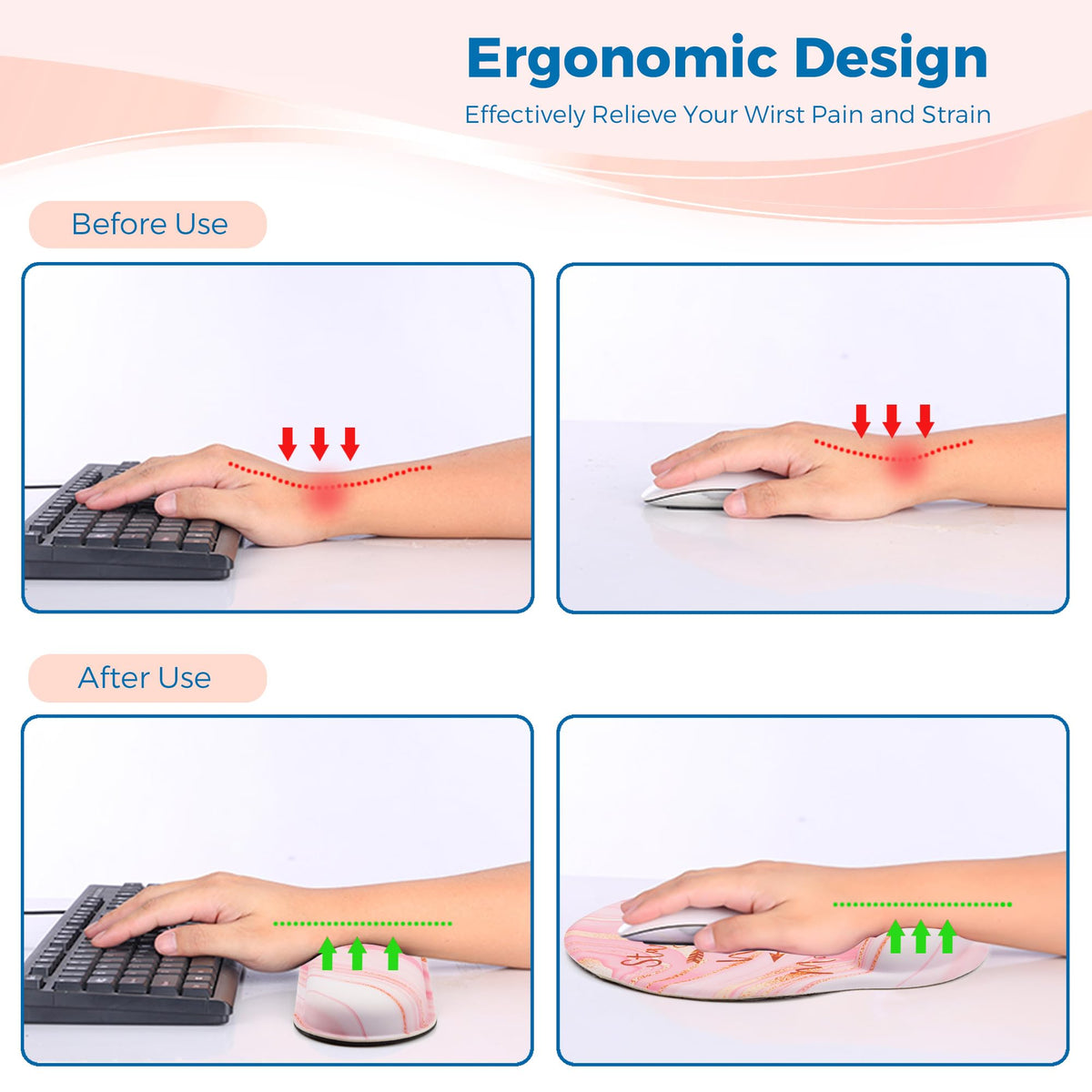 Wiabsi Mouse Pad and Keyboard Wrist Rest Support,Ergonomic Mouse Pad Set