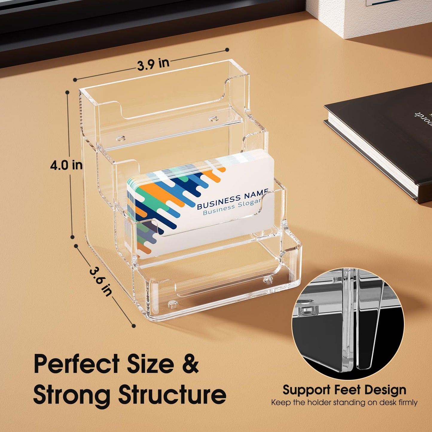 MaxGear Acrylic Business Card Holder, 320 Cards Capacity, 4 Pocket, 6 Pack