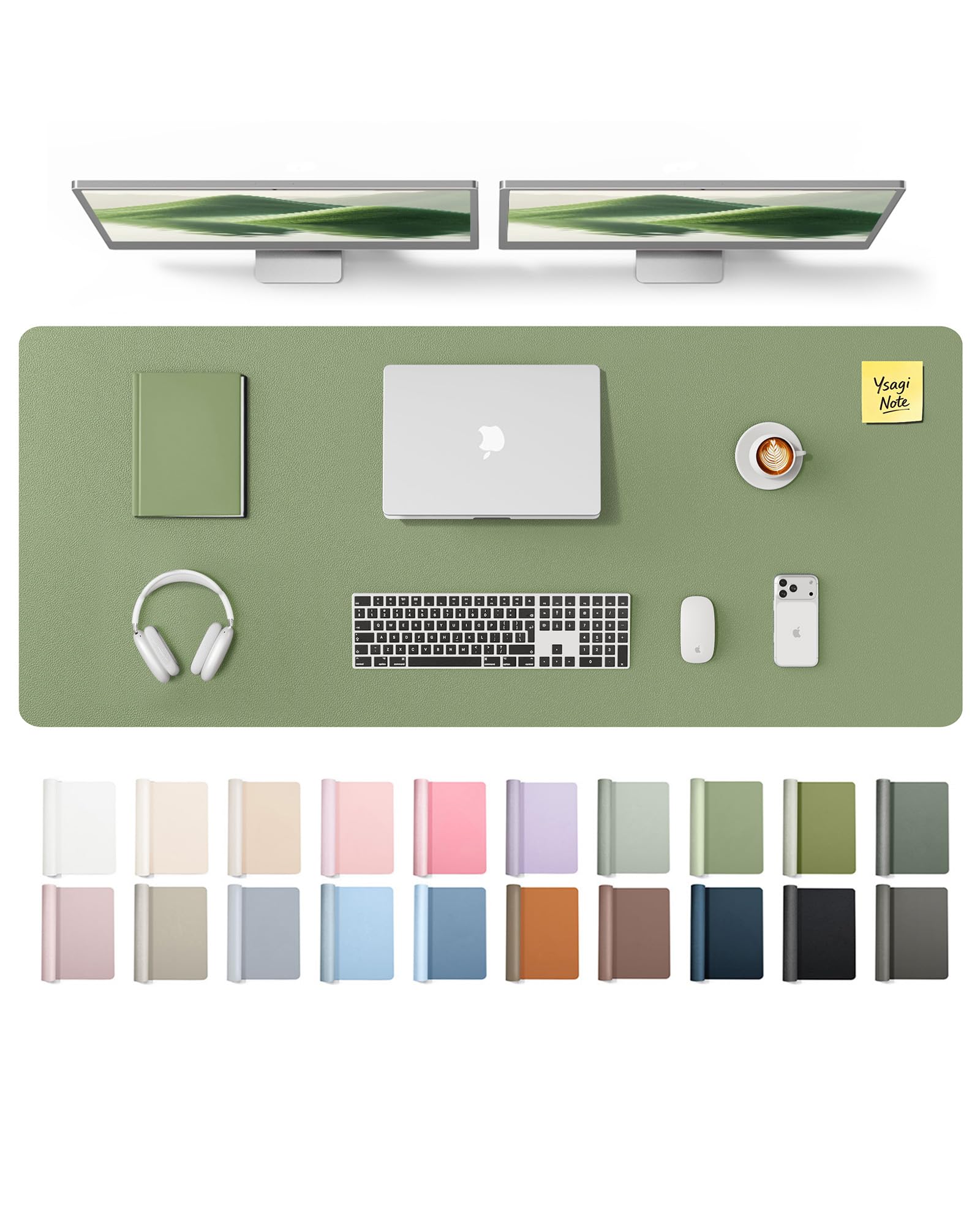 YSAGi Leather Desk Pad Protector, Office Desk Mat, Large Mouse Pad, Non-Slip PU Leather Desk