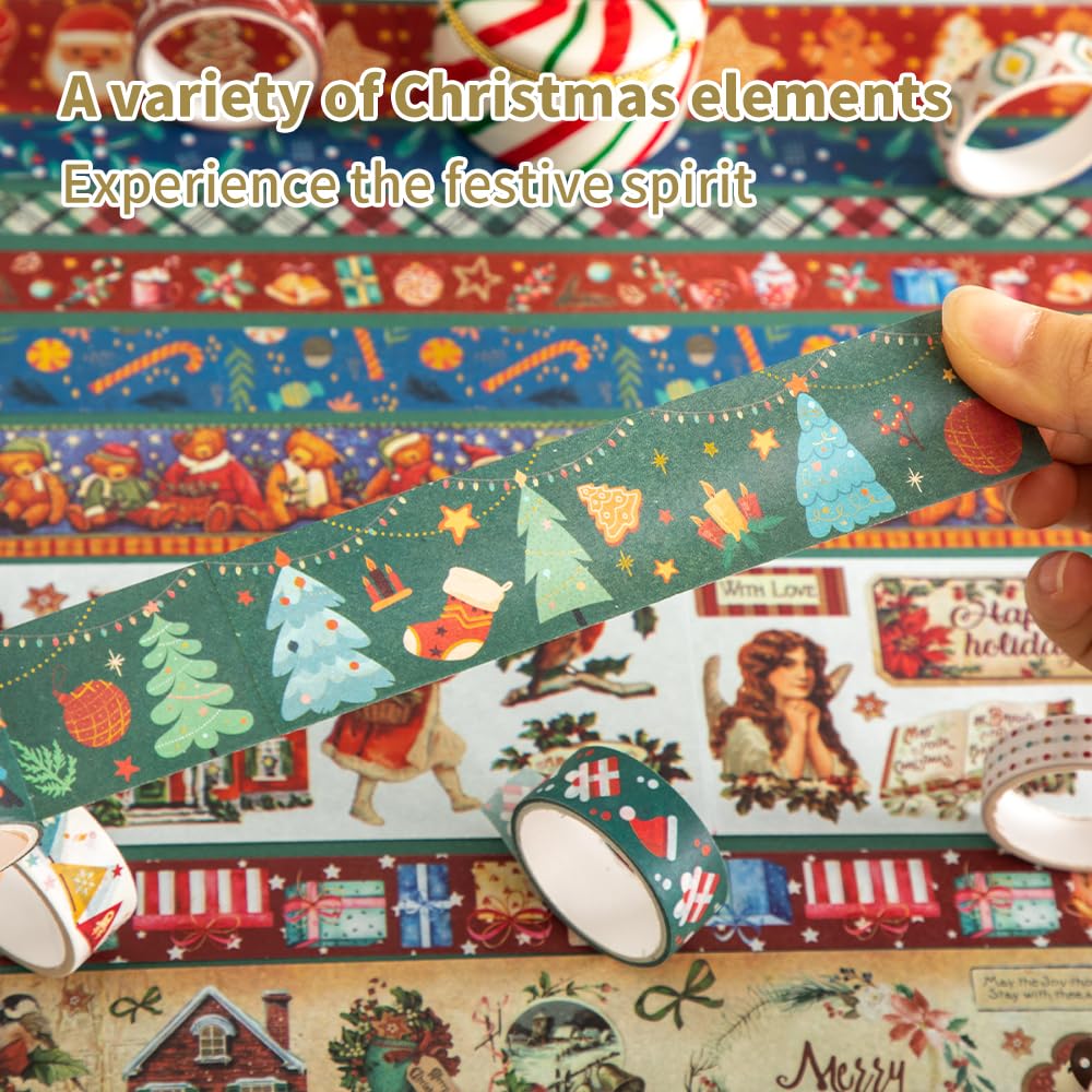 icceemee Christmas Theme Washi Tape Set, 20 Rolls Christmas Theme Washi TapeWritable Decorative
