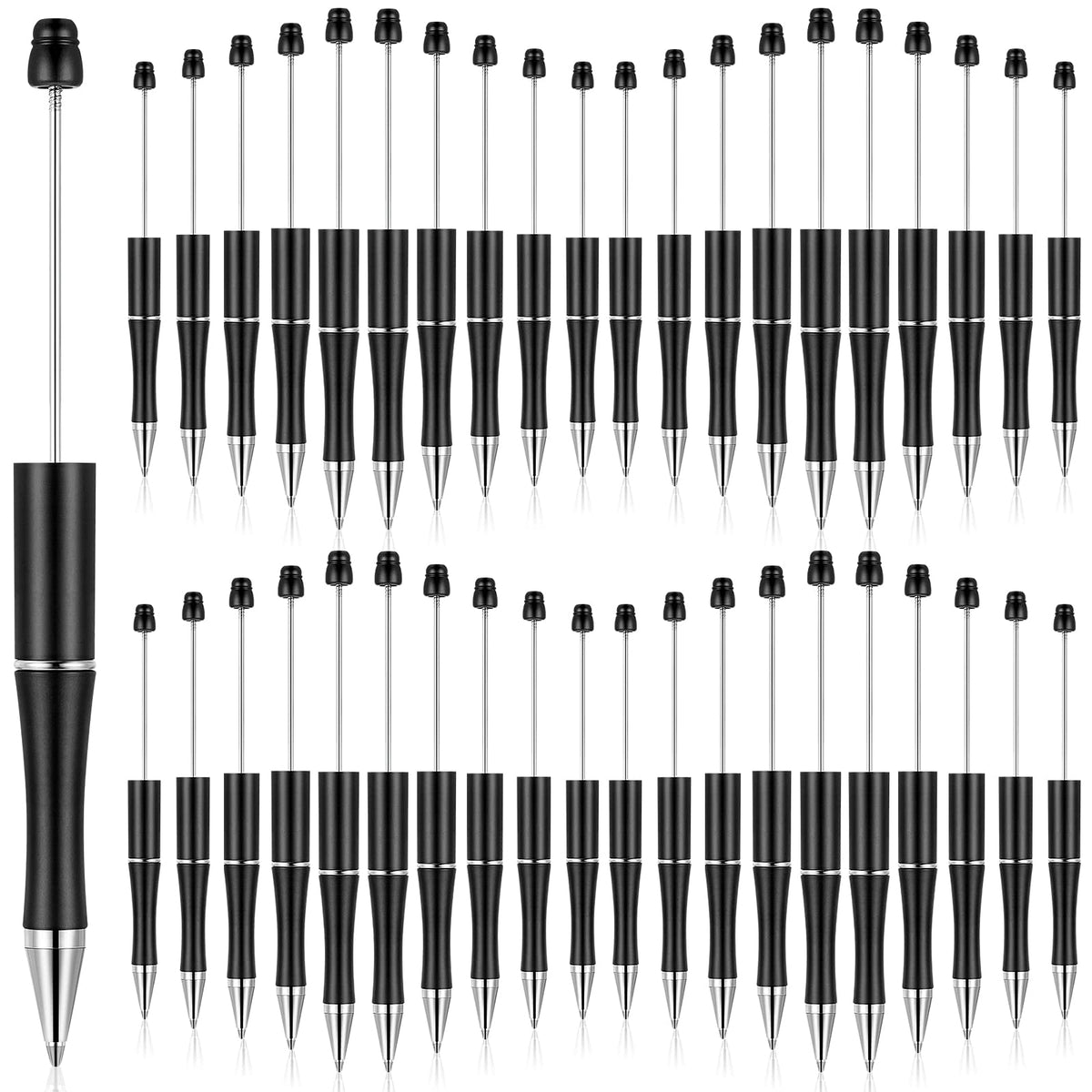 Crtiin 50 Pack Beadable Pens, Ballpoint Pens, School Supplies, Black