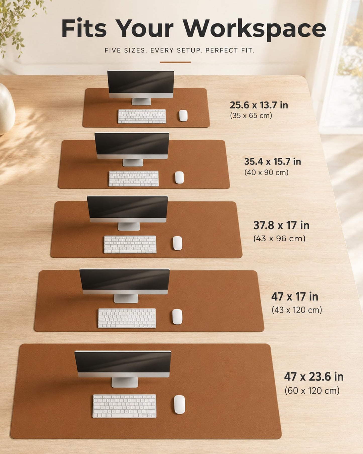 Aothia Double-Sided Desk Pad, 37.8"x17" Leather Desk Mat, Eco Cork Desk Pad Protector,Large Mouse