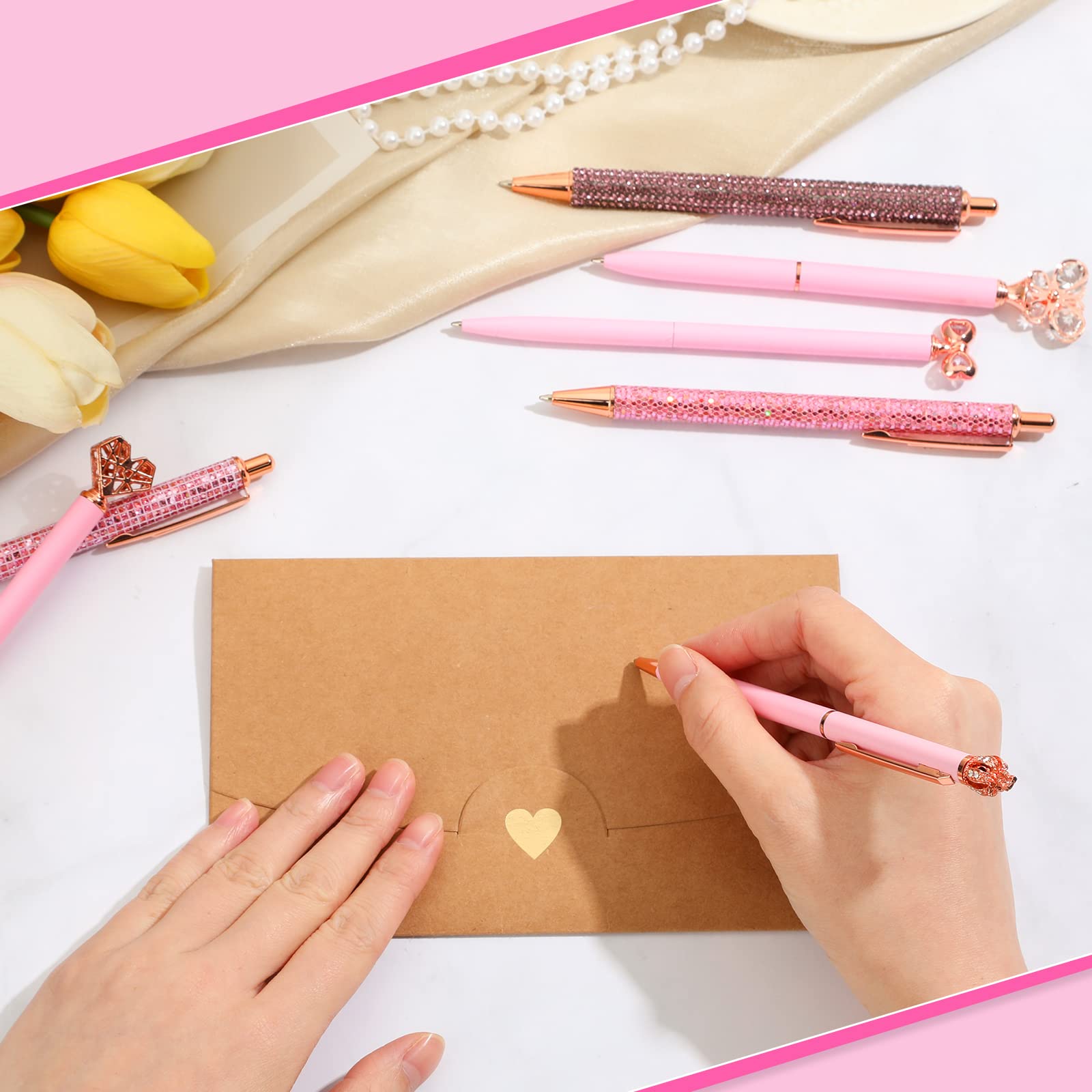 12 Pcs Diamond Pens Metal Liquid Sand Glitter Cute Ballpoint Pen Set Girly Crystal Pen Women