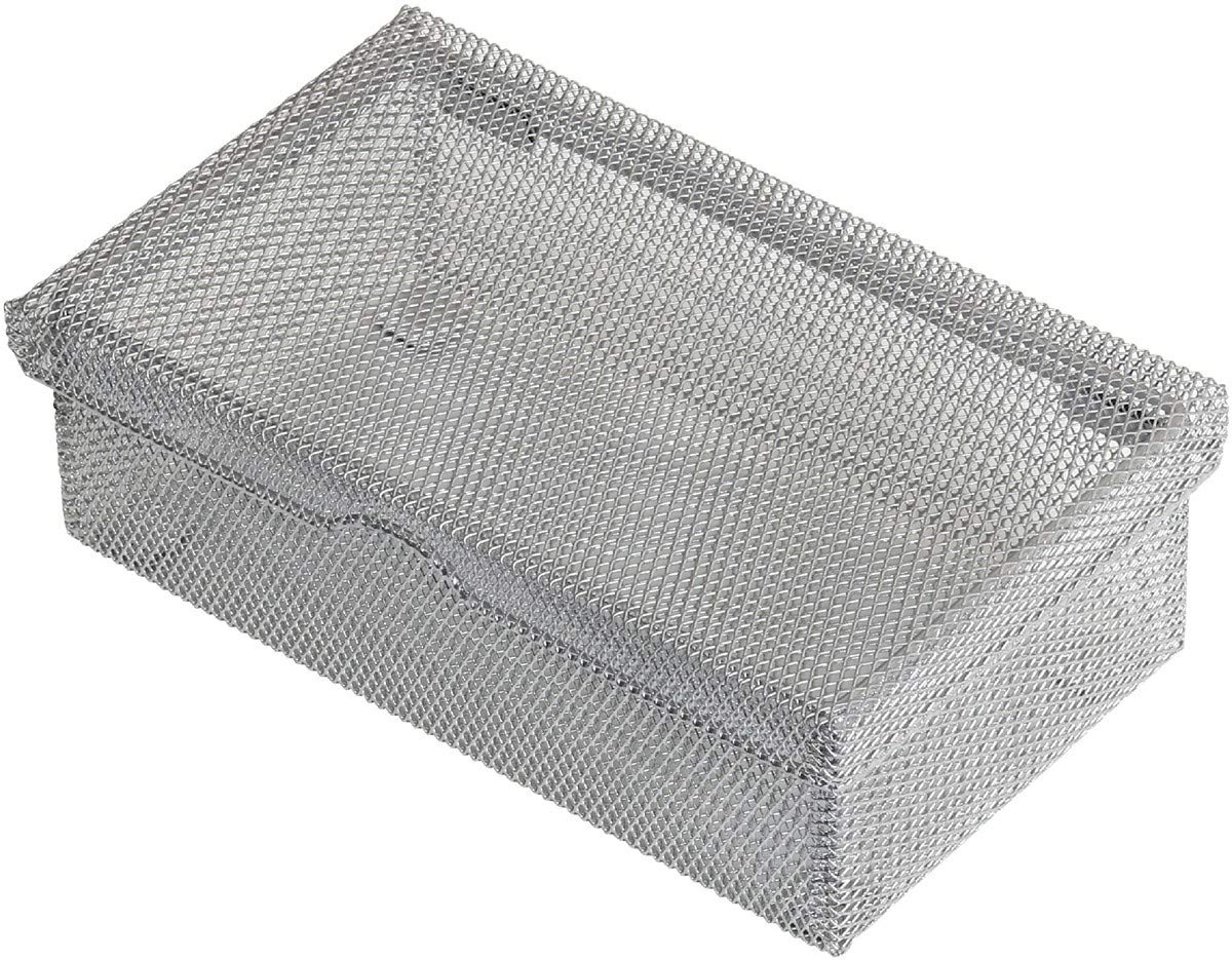 Ybm Home Silver Hinged Mesh Pencil, Markers, Pens Storage Box, School Supply Holder Office Desktop