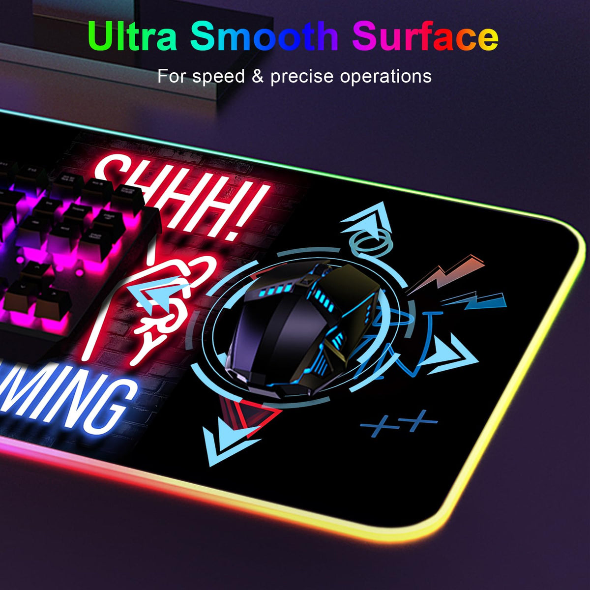 RGB Mouse Pad, Gaming Mousepad with 13 LED Light Modes