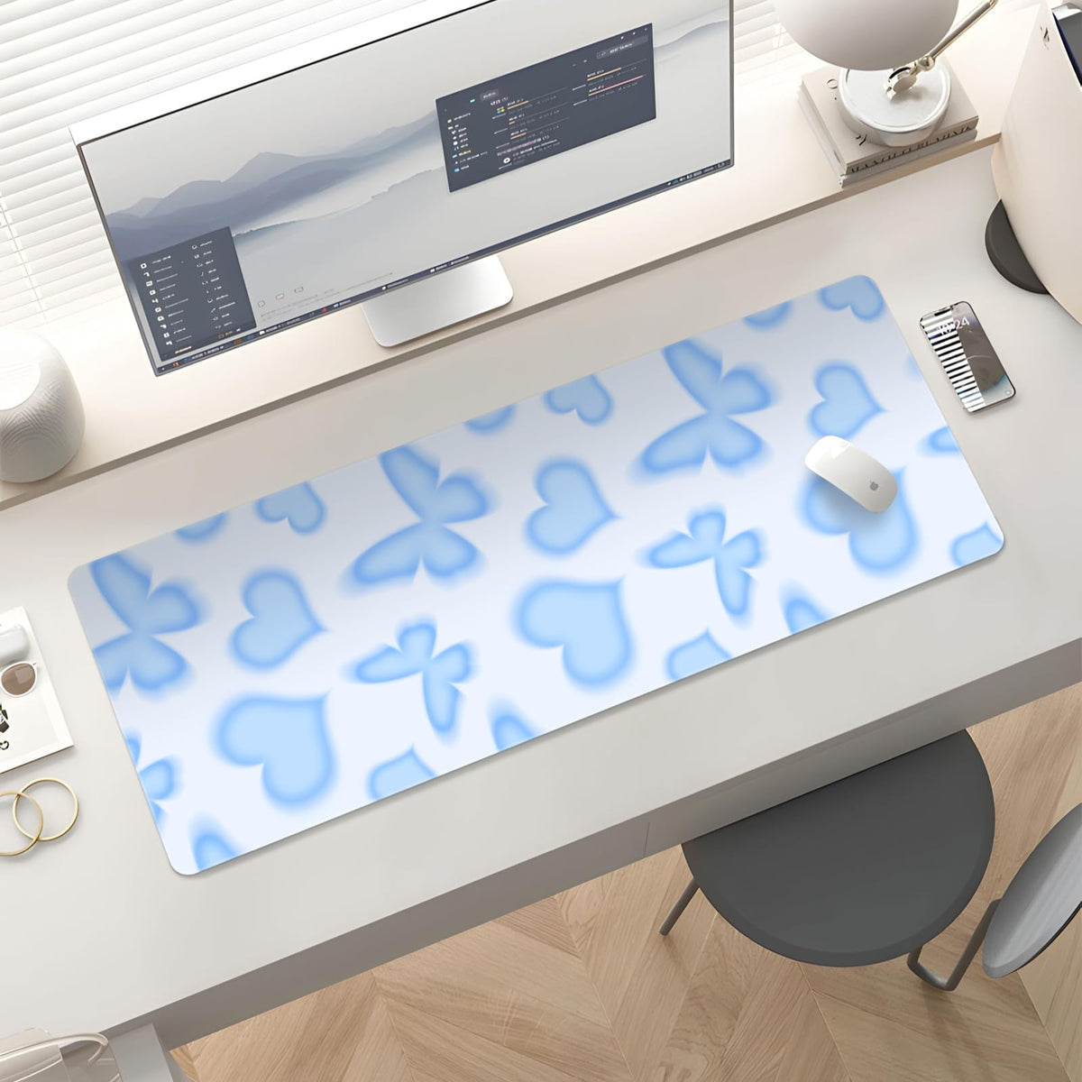 Stanoha Cute Desk Mat for Keyboard Desktop Extra Large Mouse Pad, Butterfly
