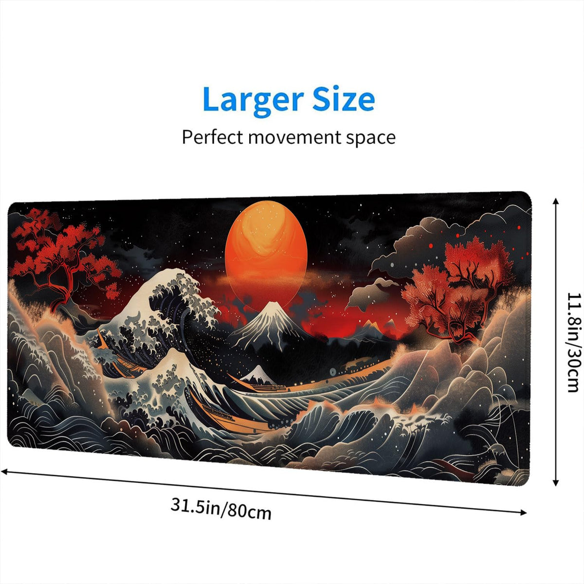 Japanese Waves Gaming Mouse Pad Watercolor Waves Mousepad XL Large Gaming Mouse Pad Laptop Keyboard