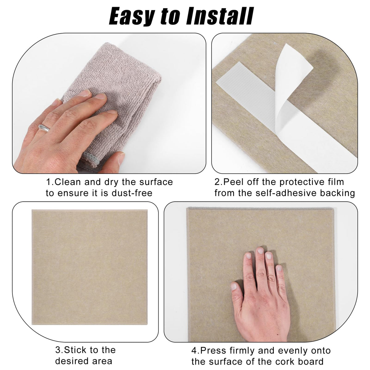 Large Cork Board 36" x 24", 6 Pack Felt Bulletin Board, Pin Boards