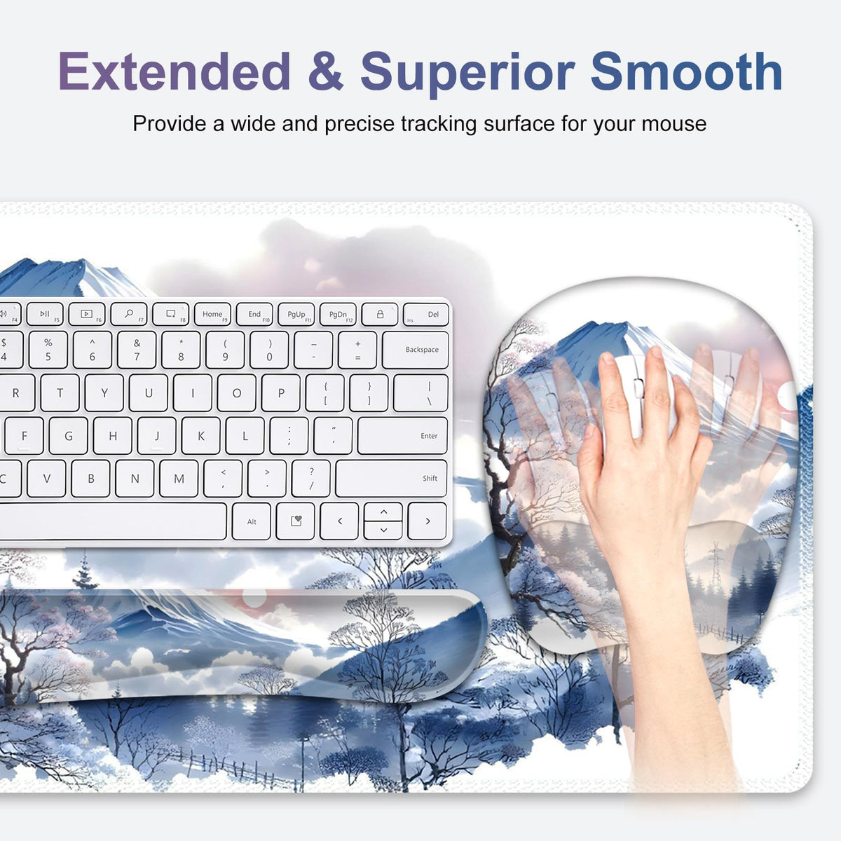 4 in 1 Large Mouse Pad, Keyboard Wrist Rest Set, Ergonomic Mouse Pad with Wrist Support, Desk Mat