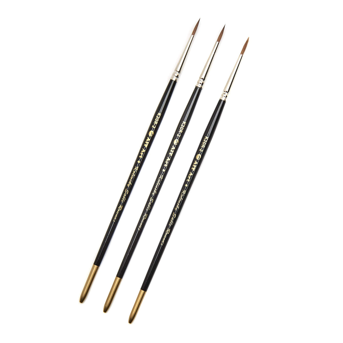 AIT Art Premium Round Detail Kolinsky Paint Brushes, Size 2, Pack of 3, Pure Russian Red Sable