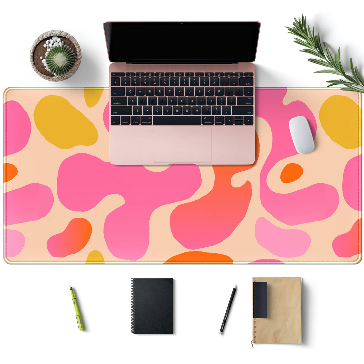 Pink Desk Mat Modern Abstract Large Mouse Pad XXL Cute Pink Desk Pad Keyboard Mat, Desk Accessories