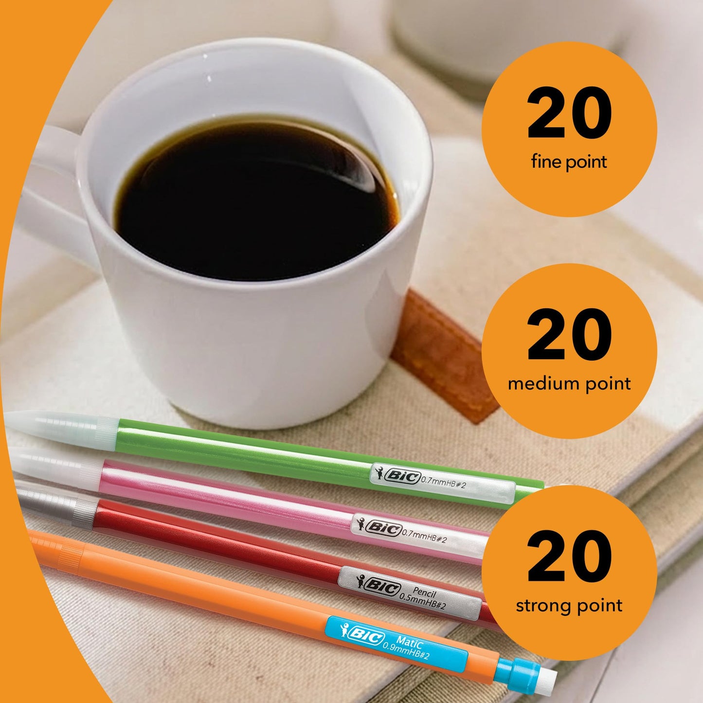 BIC Mechanical Pencil Variety Pack, Number 2 Mechanical Pencils With Erasers, Fine Point (0.5mm)