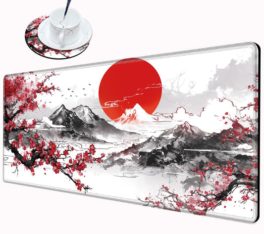 Large Mouse Pad Japanese Cherry Blossom Desk Pad Gaming Mousepad XXL Desk Mat 31.5''X15.75''