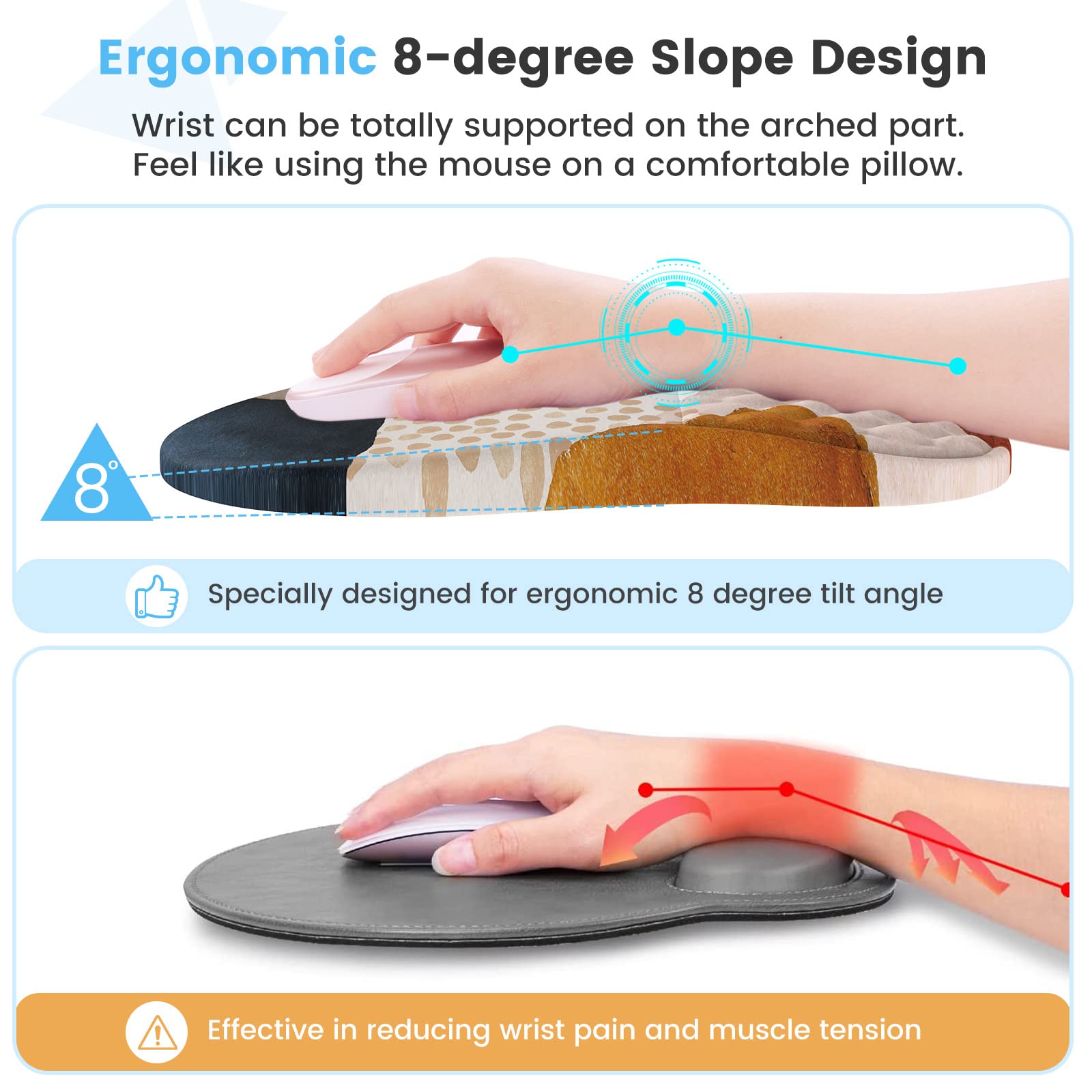 HAOCOO 3-Pcs Memory Foam Desk Set with Wrist Support, Boho Brown
