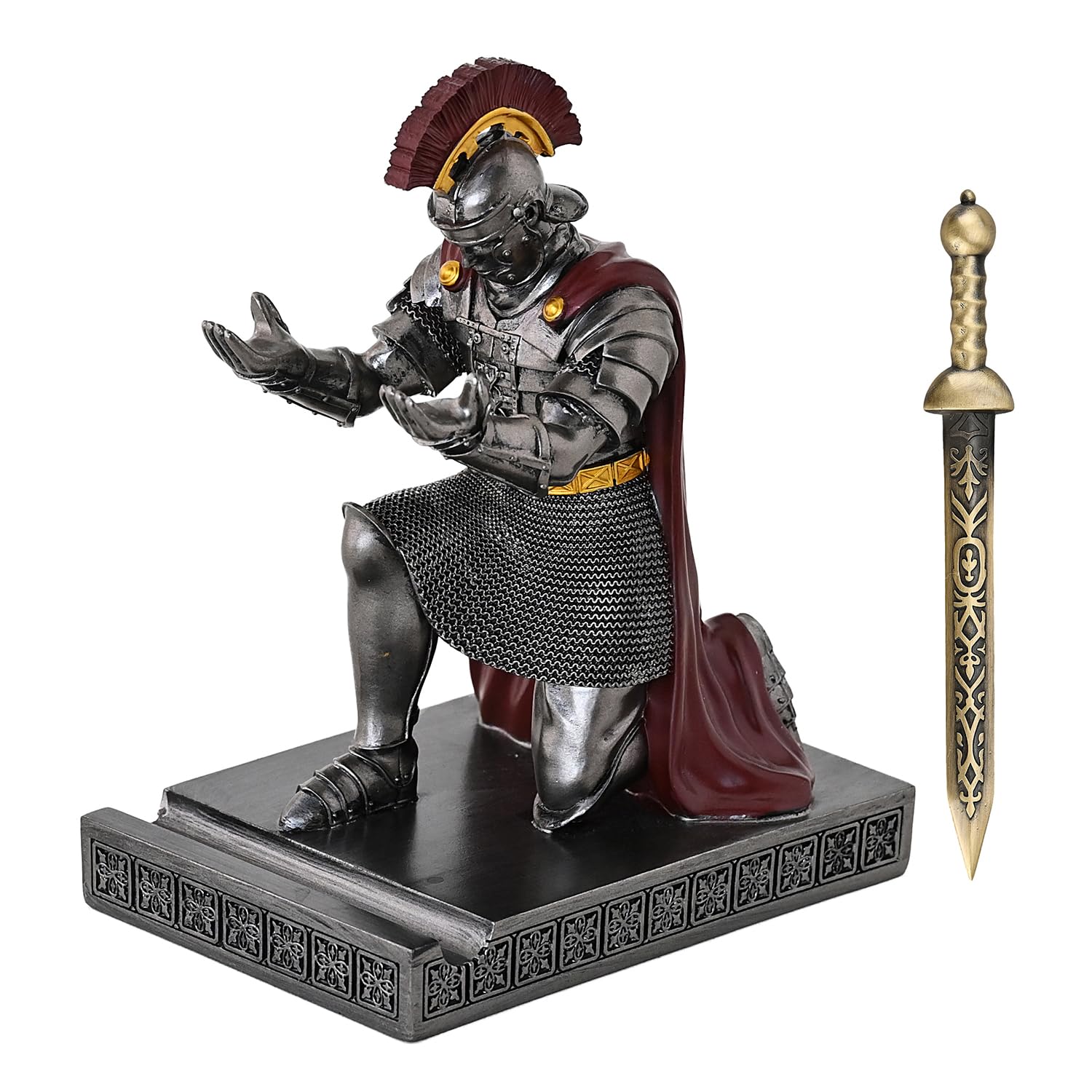 Roman Praetorian Prefect Warrior Knight Pen Holder Desk Ornament Iron