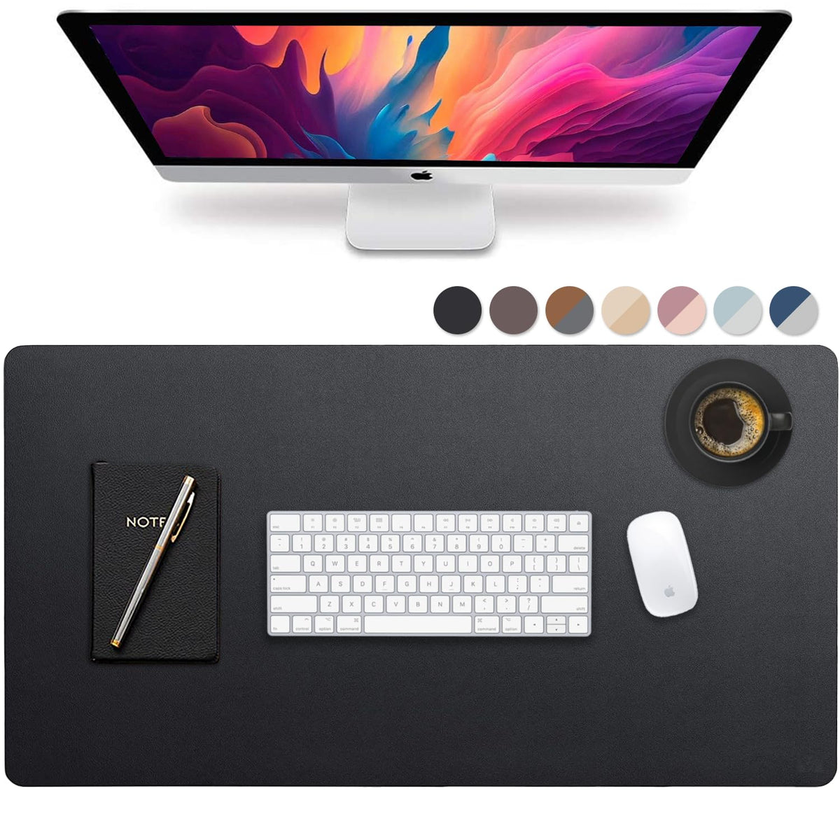 Vine Creations Leather Desk Mat Large 32" x 17", Desk Protector Mat, PU Leather Desk Pad, Large