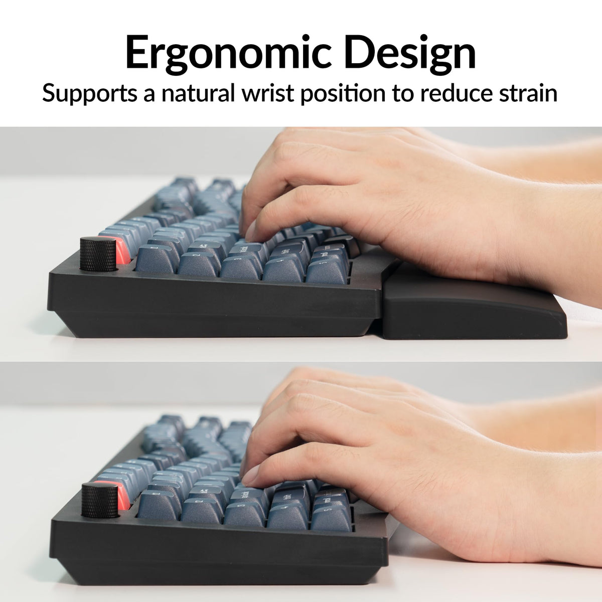Keychron Black Silicone Wrist & Palm Rest, 17.56" for 100% Alice Layout Mechanical Keyboards (Q13