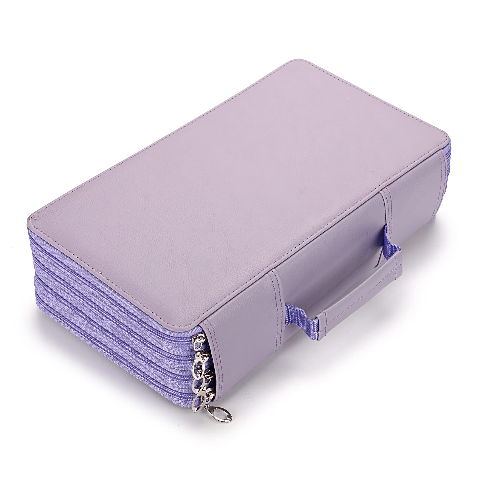 BTSKY 300 Slots Colored Pencil Organizer - Deluxe PU Leather Pencil Case Holder with Handle Strap