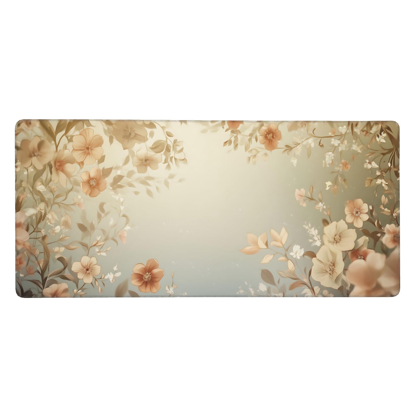 Cute Floral Aesthetic Daisy Gaming Mouse Pad, Muted Green Dreamy Desk Mat with Anti-Slip Base &