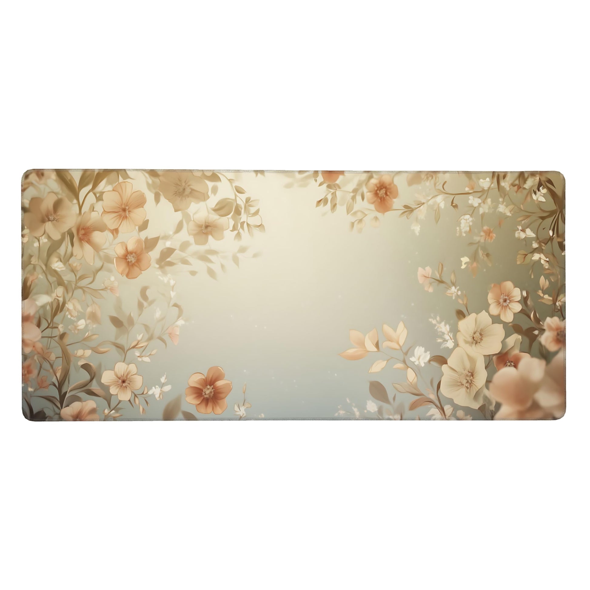 Cute Floral Aesthetic Daisy Gaming Mouse Pad, Muted Green Dreamy Desk Mat with Anti-Slip Base &