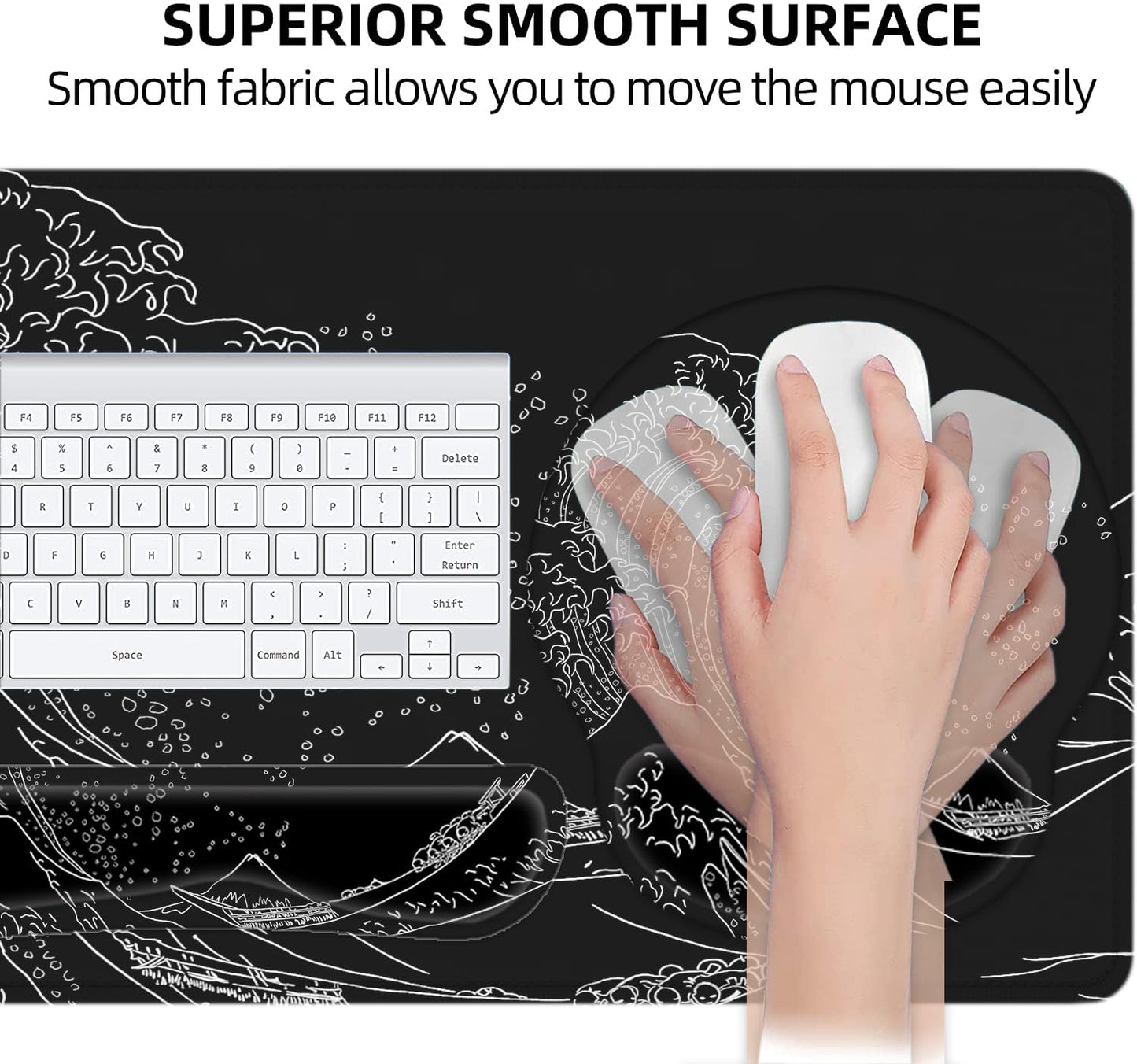 Large Desk Mat, Mouse Pad with Wrist Support, Keyboard Wrist Rest Set