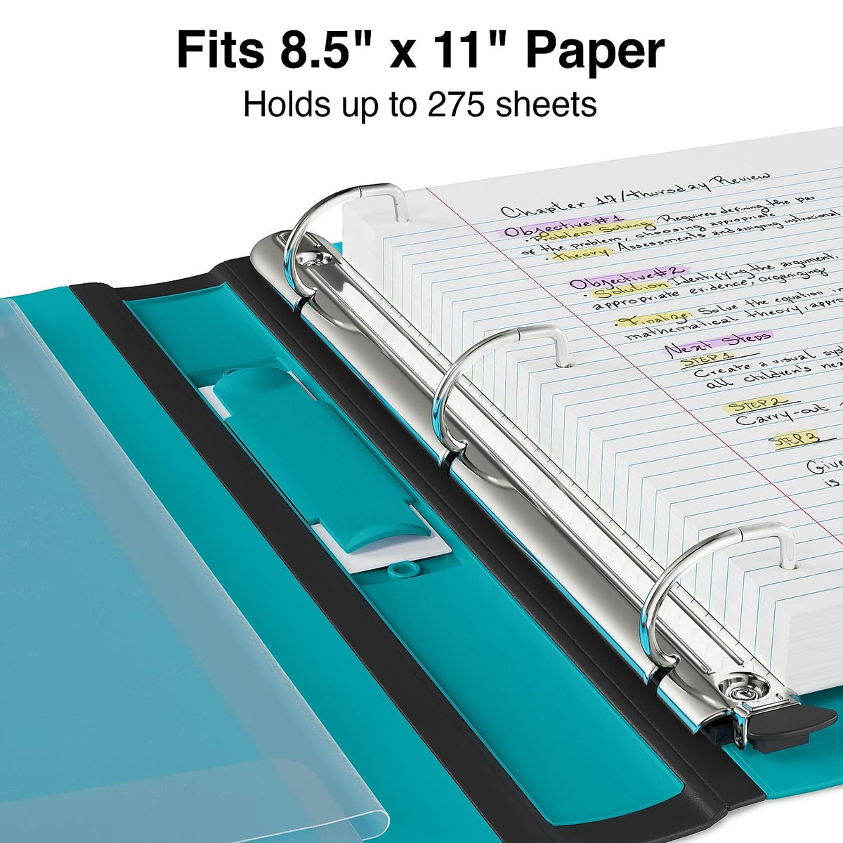 Staples Better Binder, 1-Inch 3-Ring View, Teal, 3-Pack