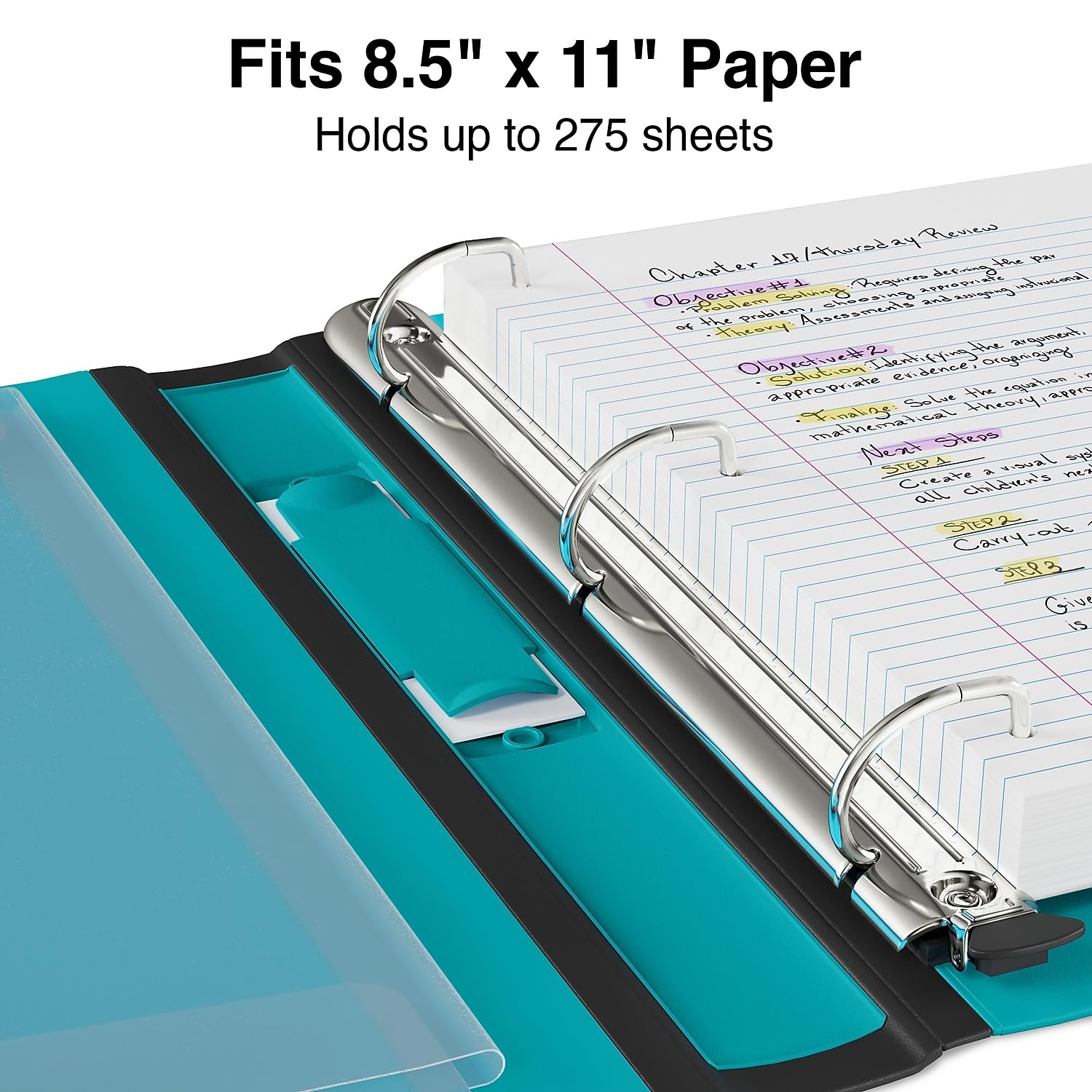 Staples Better Binder, 1-Inch 3-Ring View, Teal, 3-Pack