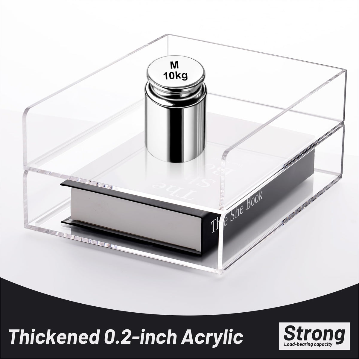 HeZone Paper Organizer Letter Tray, Clear Acrylic Paper Tray, School Teacher Office Supplies