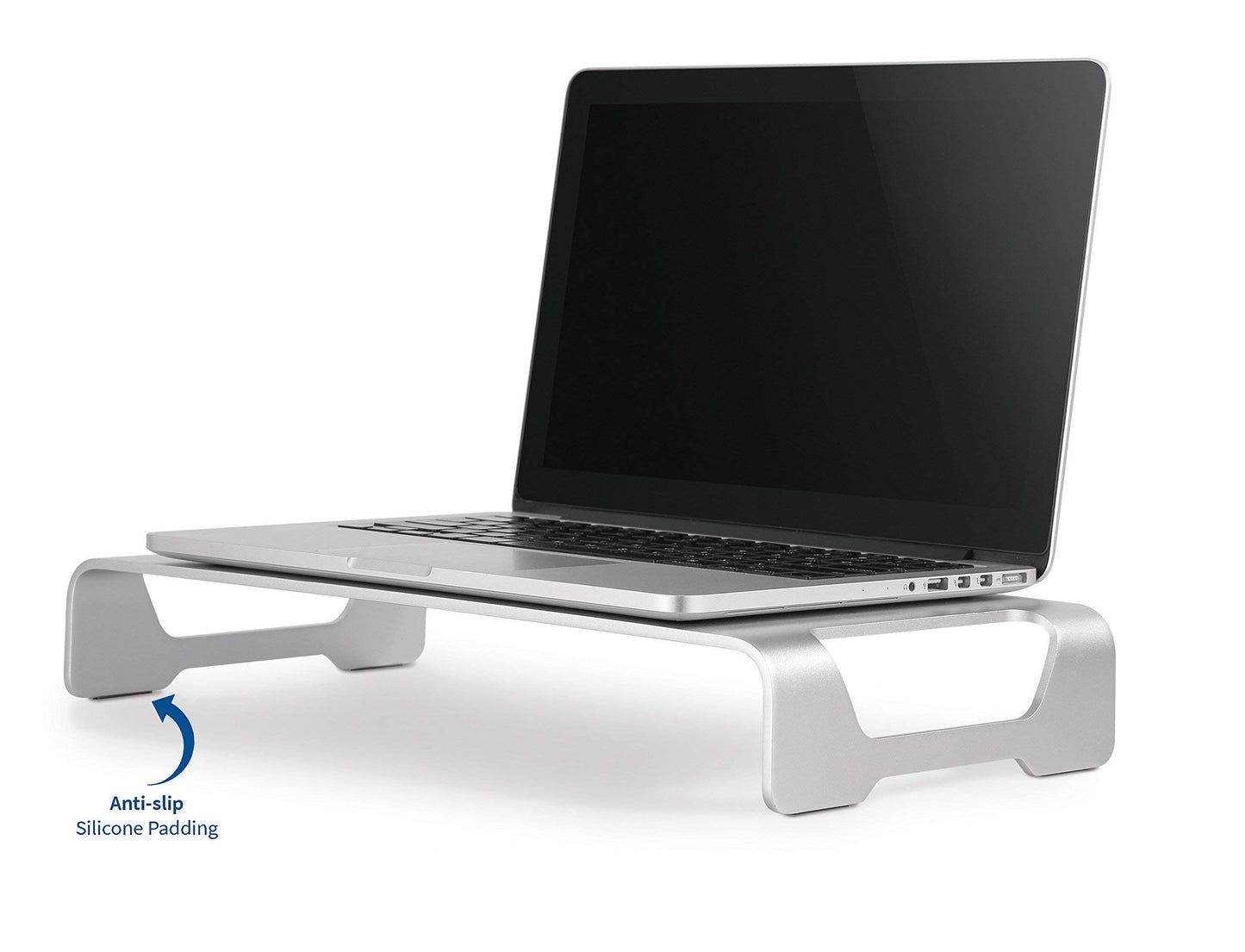 VIVO Silver Aluminum 16 inch Wide Monitor Riser, Ergonomic Desktop Stand, Modern Tabletop Organizer