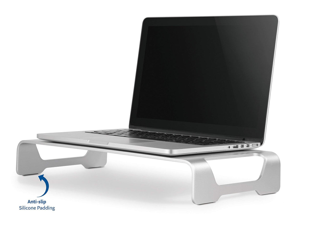 VIVO Silver Aluminum 16 inch Wide Monitor Riser, Ergonomic Desktop Stand, Modern Tabletop Organizer