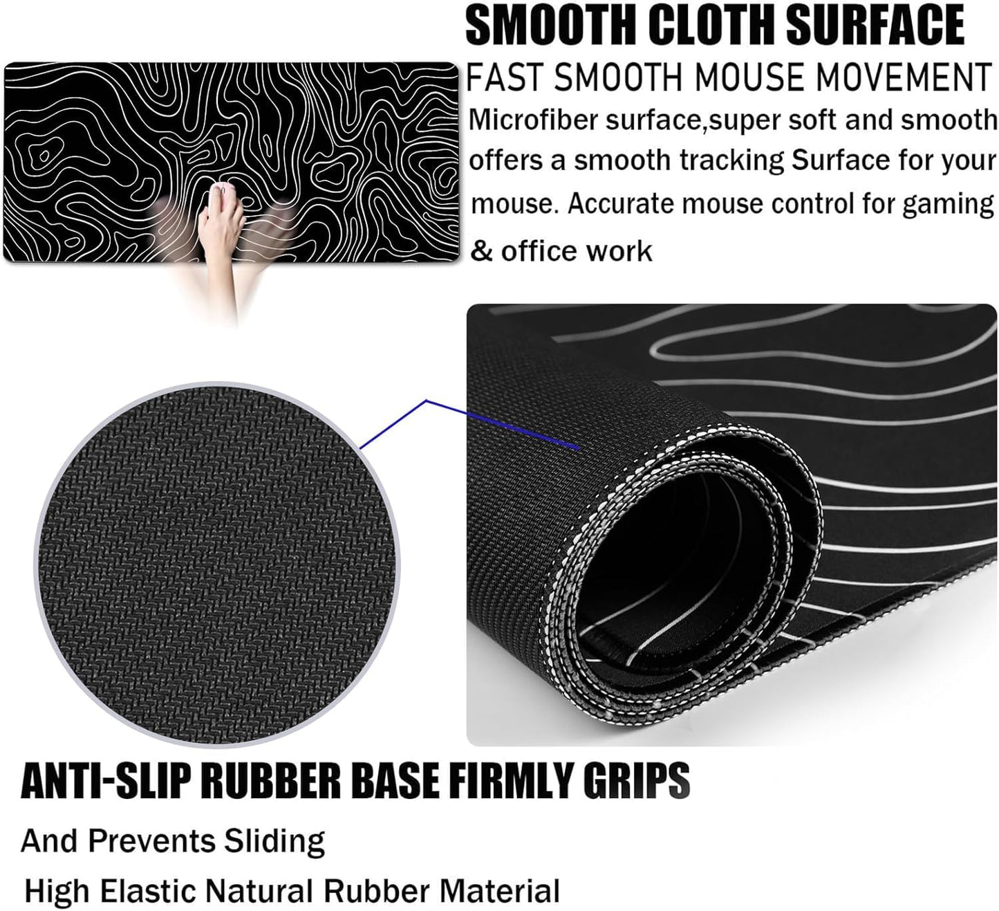 Large Mouse Pad Big Desk Mat Large Office Desk Pad, White Line
