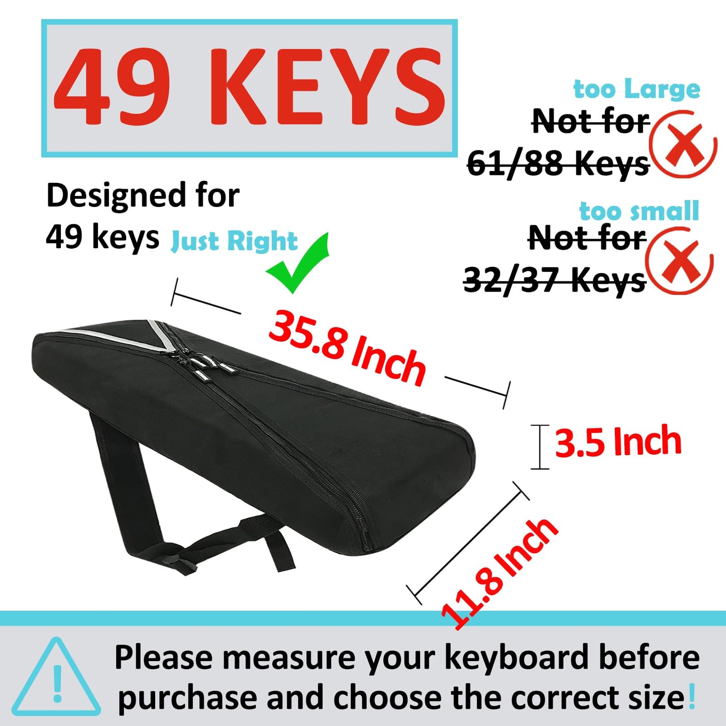 GETTOONE Electronic Keyboard Bag Piano Dust Cover Bag with Adjustable Straps Easy to Carry