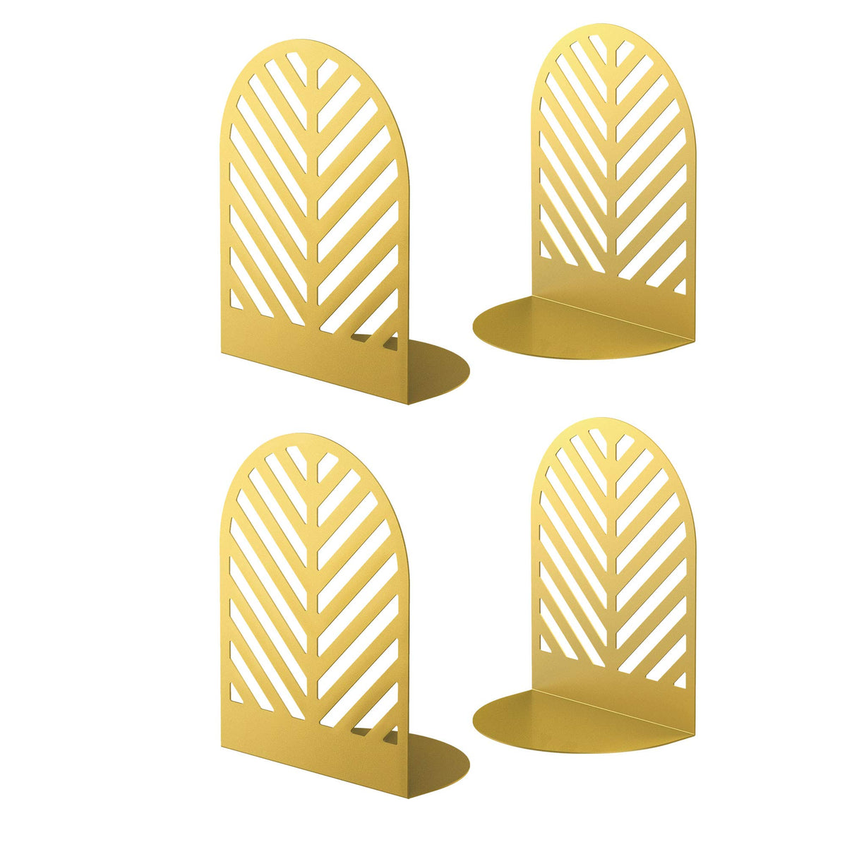Qiming Leaf Bookends for Books, 2 Pair of Metal Book Holders for Office Shelves Gift for Adults and