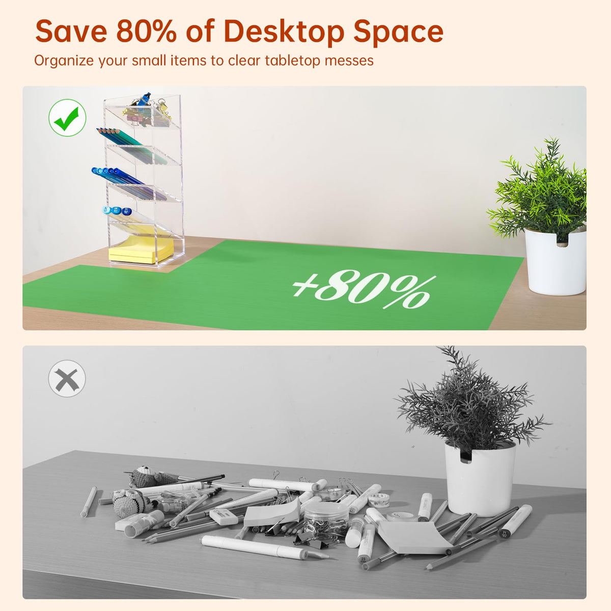 BEYGORM Acrylic Vertical Marker Organizer for 50 Markers, Desk Orgaizer