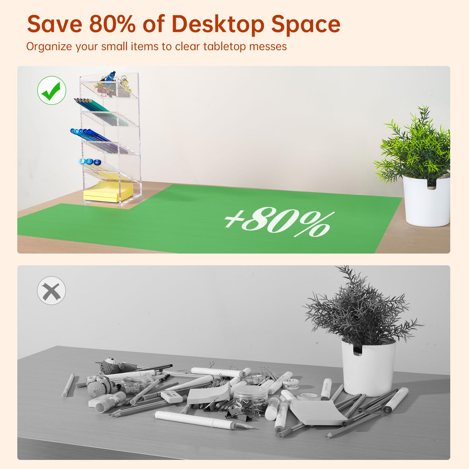 BEYGORM Acrylic Vertical Marker Organizer for 50 Markers, Desk Orgaizer