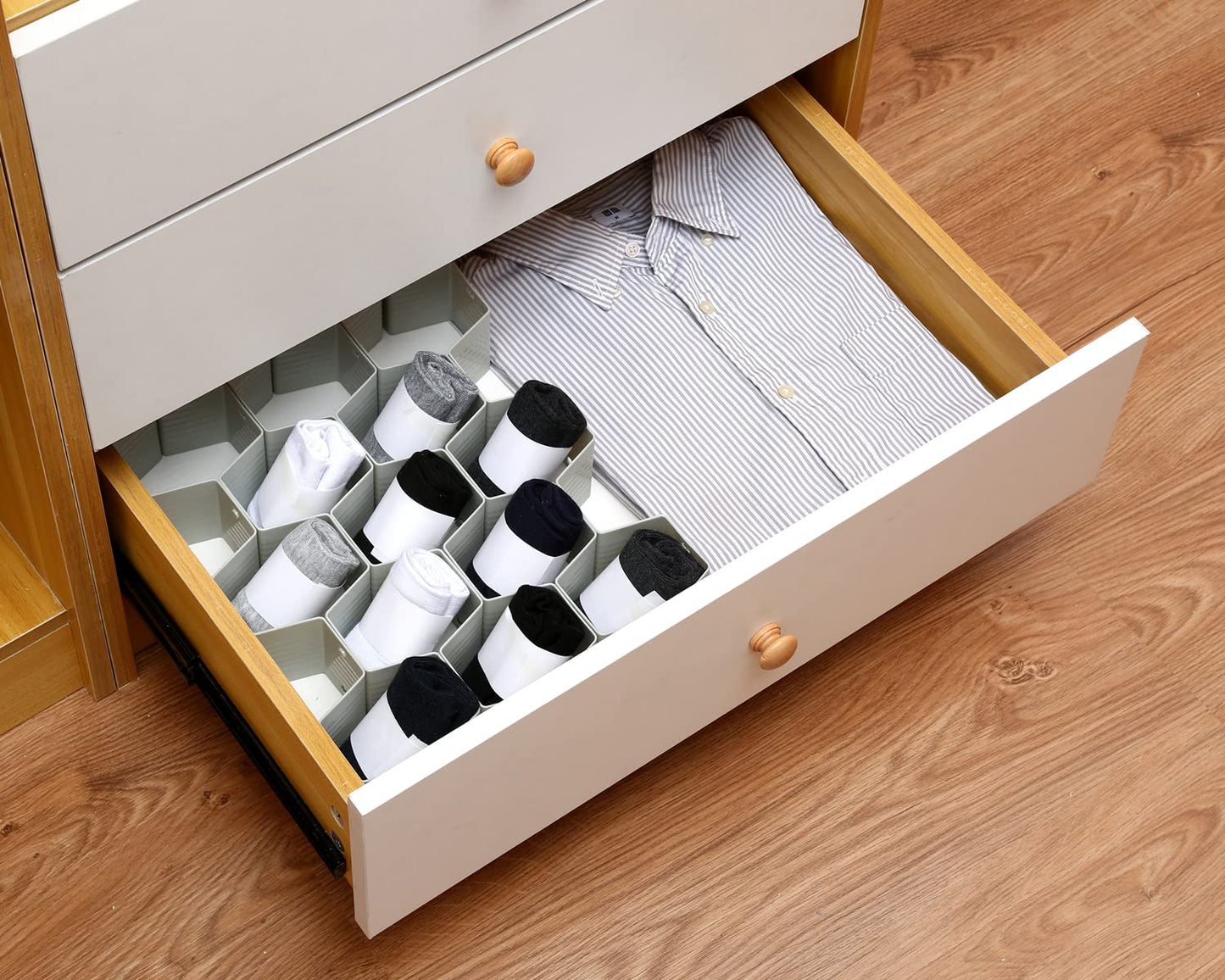 Natzerat Honeycomb drawer organizer and divider, underwear, socks, tie sorter, office supplies and