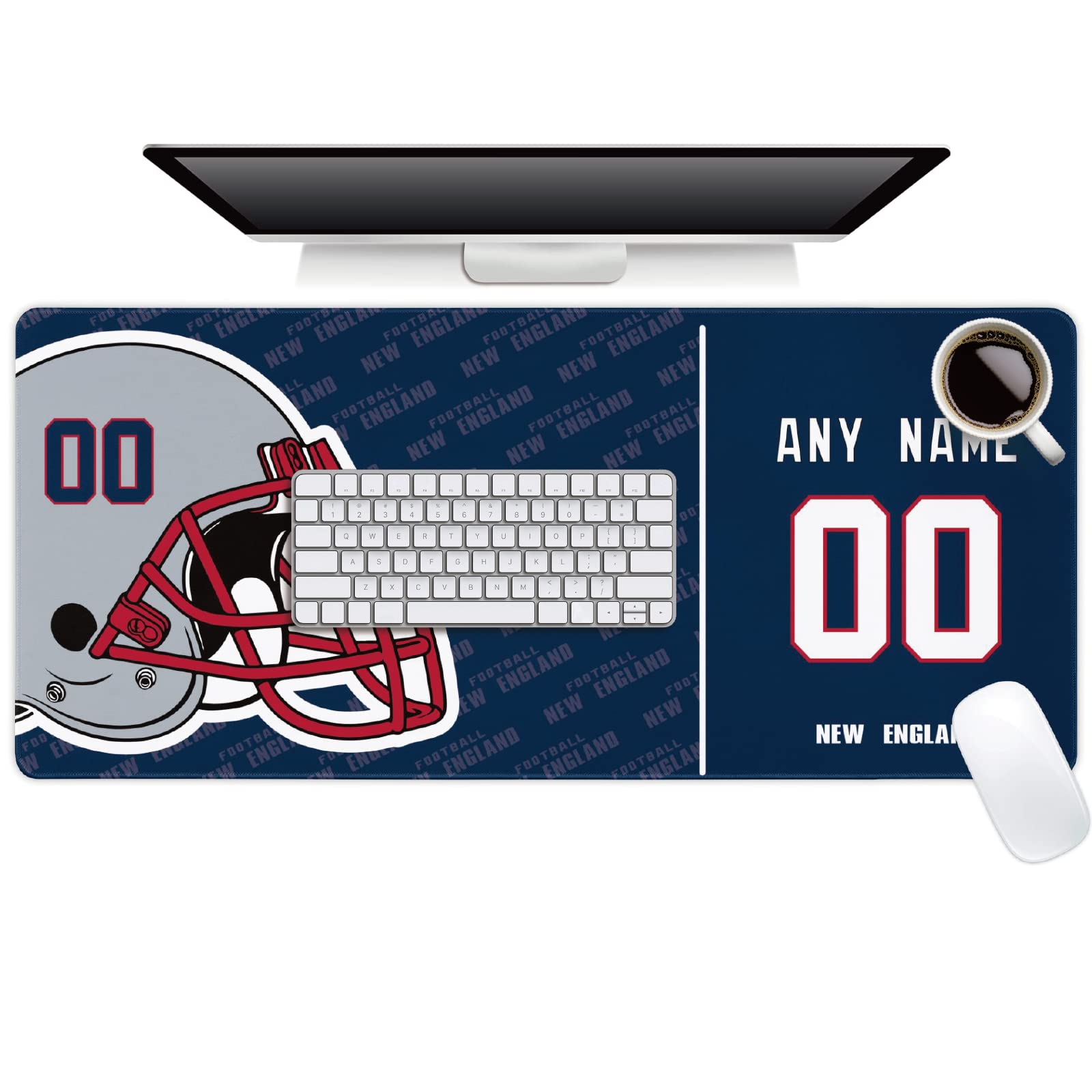 New England Mouse Pad Custom any Name and Number Desk Pad for Men Women Youth Gifts