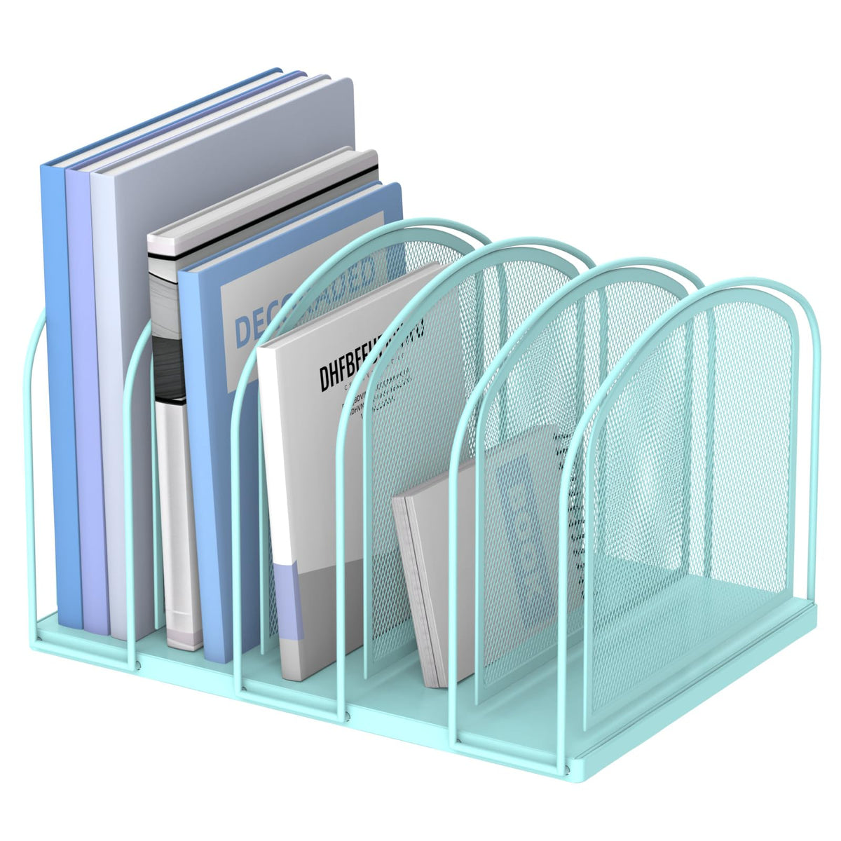 SUPEASY 5-Section Vertical File Organizer, Mesh Desk Organizer, Blue
