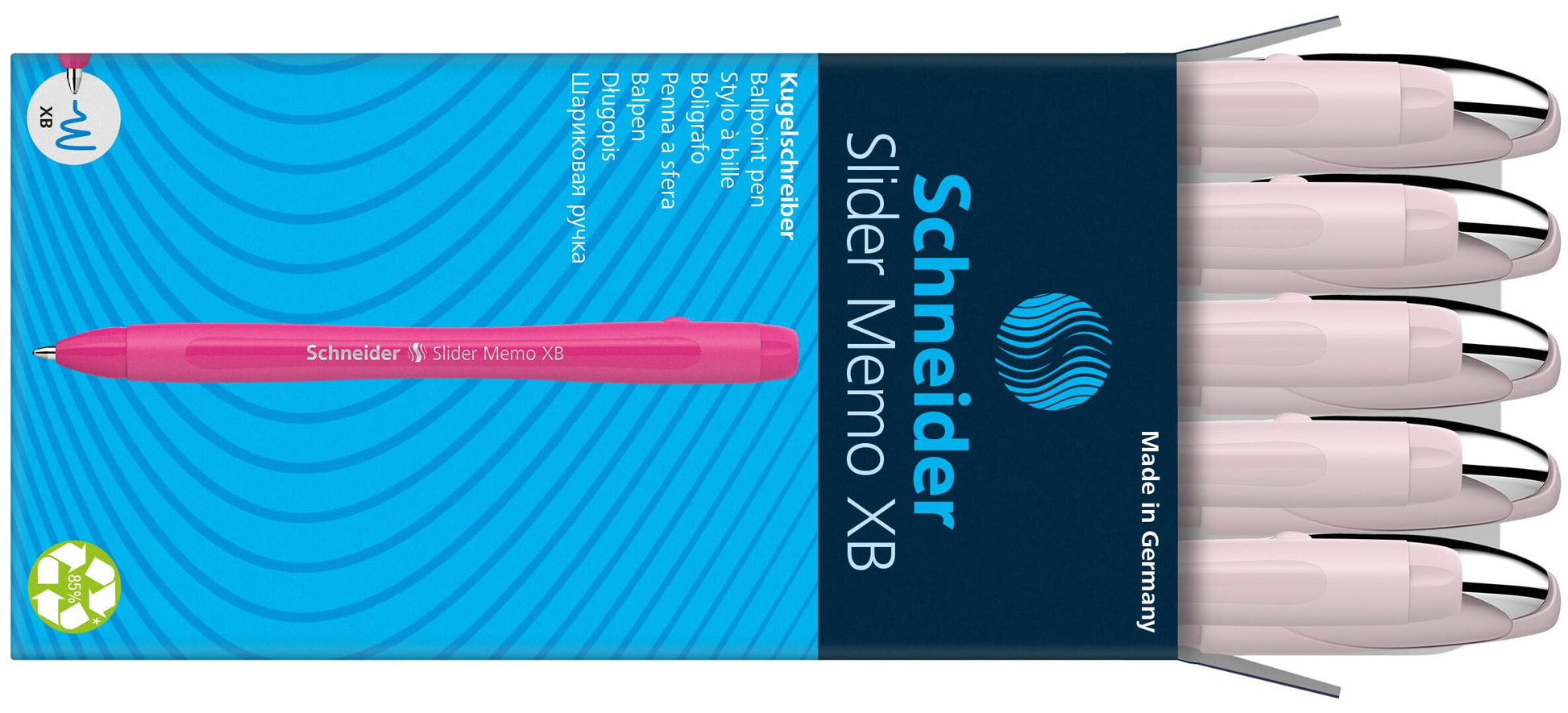 Schneider Slider Memo XB Ballpoint Pen (Pearl, Blue Ink) Pack of 10