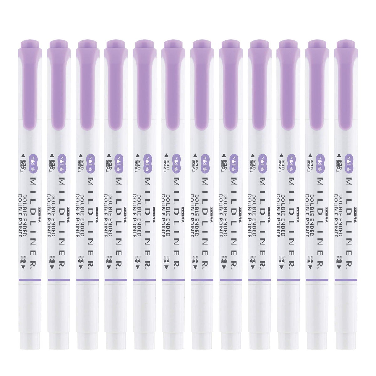 Zebra Pen MILDLINER No Bleed Highlighter, Violet Color, Dual Tip, 12-Pack