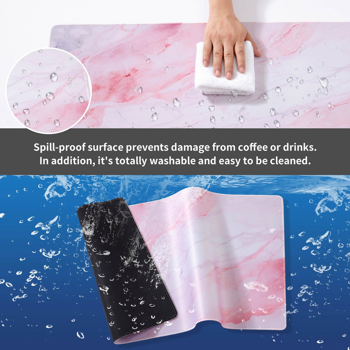 DOBAOJIA Marble Mouse Pad, Mouse and Keyboard Combo Pad XXL 31.5” x 15.8”