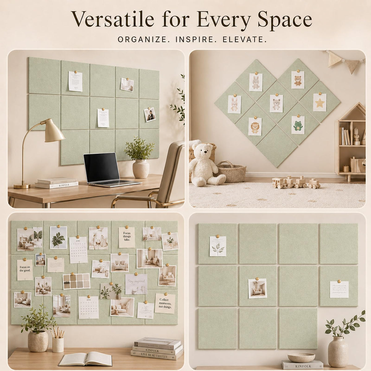 Baysola Felt Bulletin Board Tiles, Cork Board Alternative, 48 x 36 in