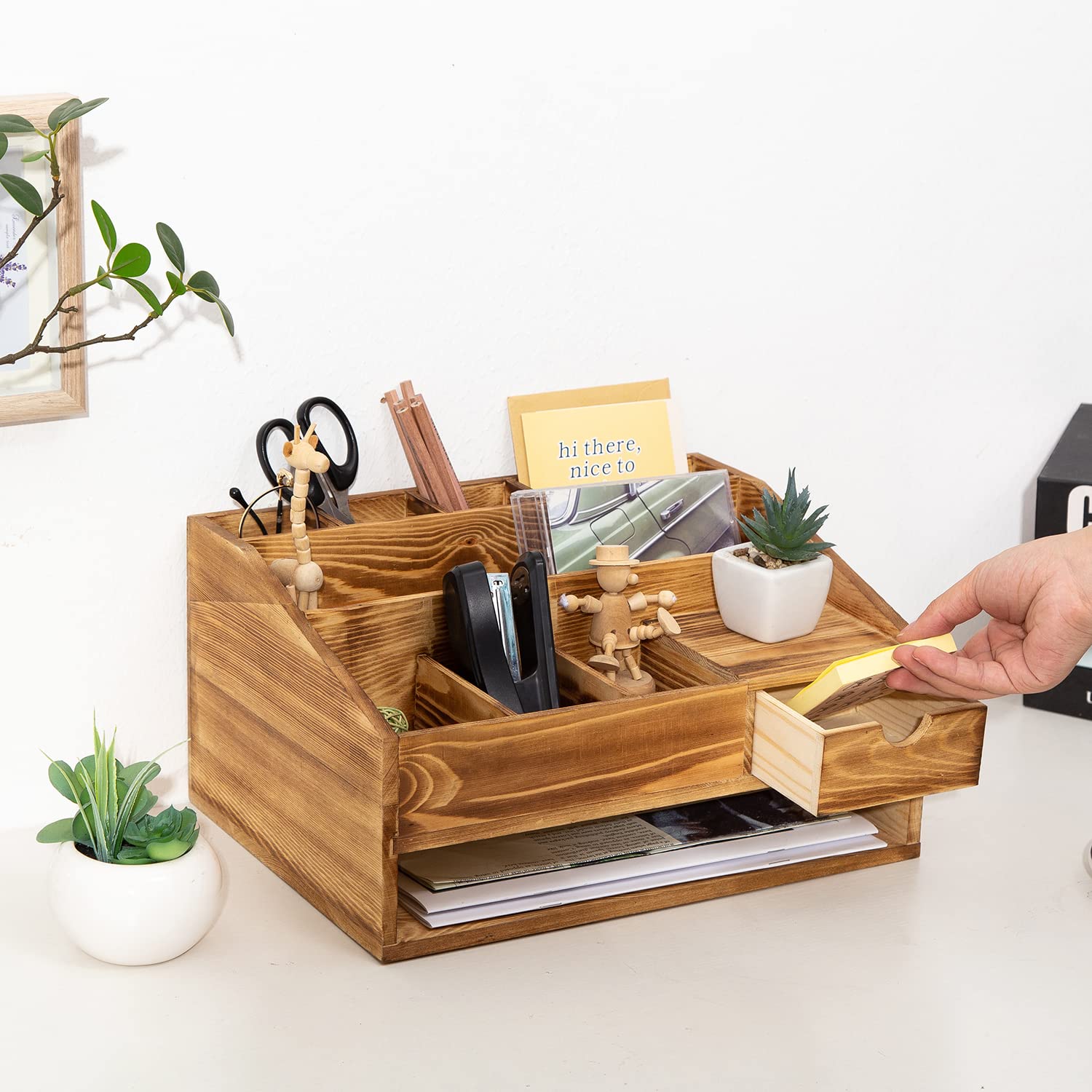 VERGOODR Wood Desk Drawer Organizers with File Organizer Pen holder Decor combo for Desk
