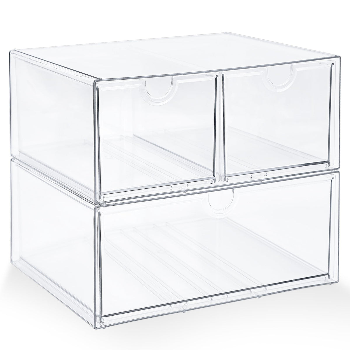 Prsildan Acrylic Drawer Makeup Organizer with 3 Drawers, Clear Stackable Storage for Baby Bottles