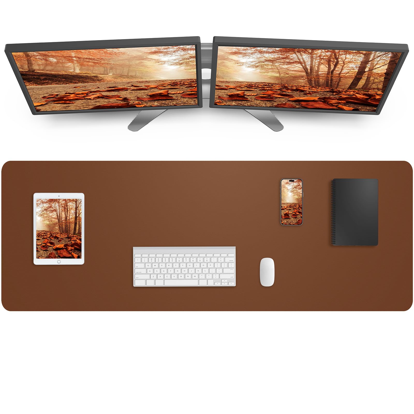 Large Desk Mat 55" x 17"Leather Desk Pad Protector,Mouse Pad,Office Desk Mat, Non-Slip PU Leather